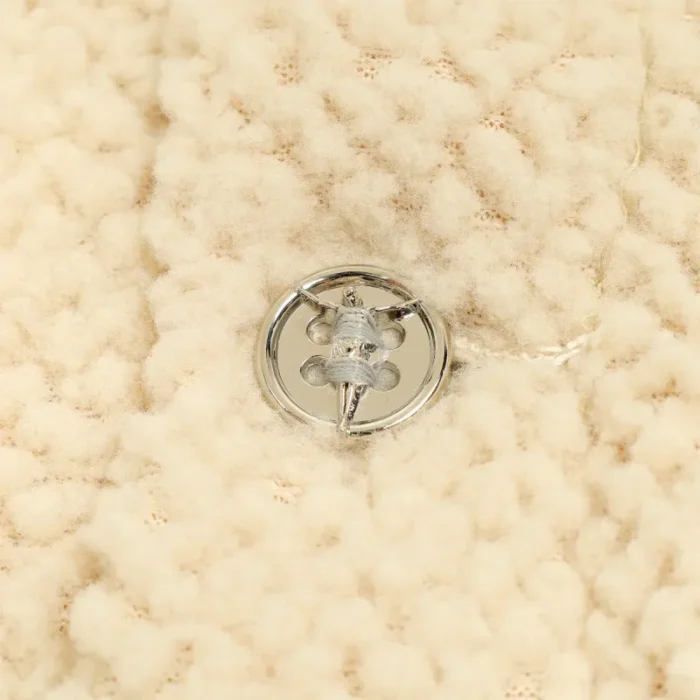 Beige Seventh Heaven Button-Up Sherpa Trucker Jacket Close Up