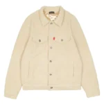 Beige Seventh Heaven Button-Up Sherpa Trucker Jacket