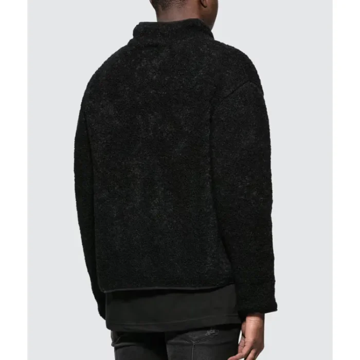 Black Anarchy Fleece Zip-Up Jacket Back View