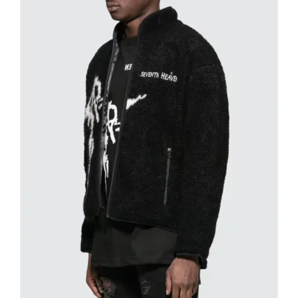 Black Anarchy Fleece Zip-Up Jacket Side Viewn