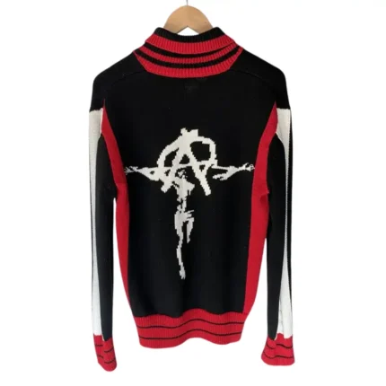 Black/Red Seventh Heaven Anarchy Zip-Up Knit Sweater Back