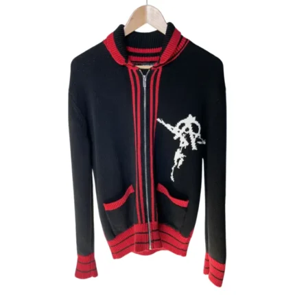 Black/Red Seventh Heaven Anarchy Zip-Up Knit Sweater