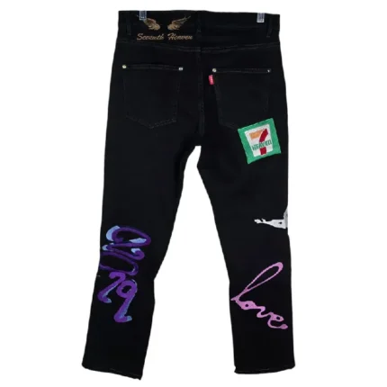 Black Seventh Heaven Embroidered Logo Jeans Back