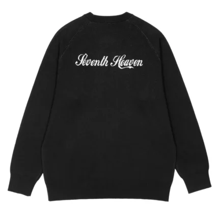 Black Seventh Heaven Enjoy God Knit Sweater Back