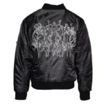 Black Seventh Heaven Logo Nylon Bomber Jacket Back
