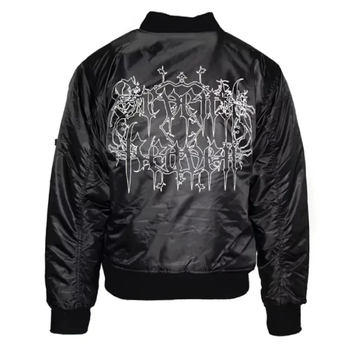 Black Seventh Heaven Logo Nylon Bomber Jacket Back