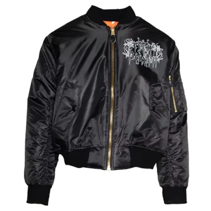 Black Seventh Heaven Logo Nylon Bomber Jacket
