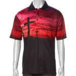 Black Seventh Heaven Graphic Print Collar Polo Shirt