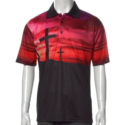 Black Seventh Heaven Graphic Print Collar Polo Shirt