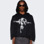 Black Seventh Heaven Mohair Knit Anarchy Jesus Poncho Front