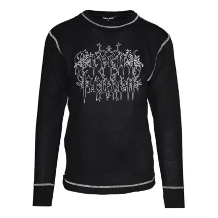 Black Seventh Heaven Waffle-Knit Crewneck
