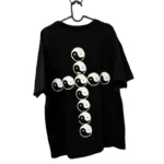 Black Seventh Heaven Yin Yang Cross T-Shirt Back