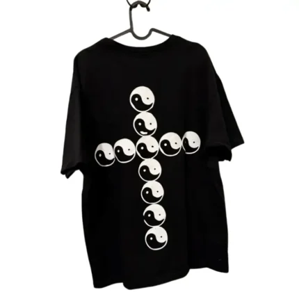 Black Seventh Heaven Yin Yang Cross T-Shirt Back