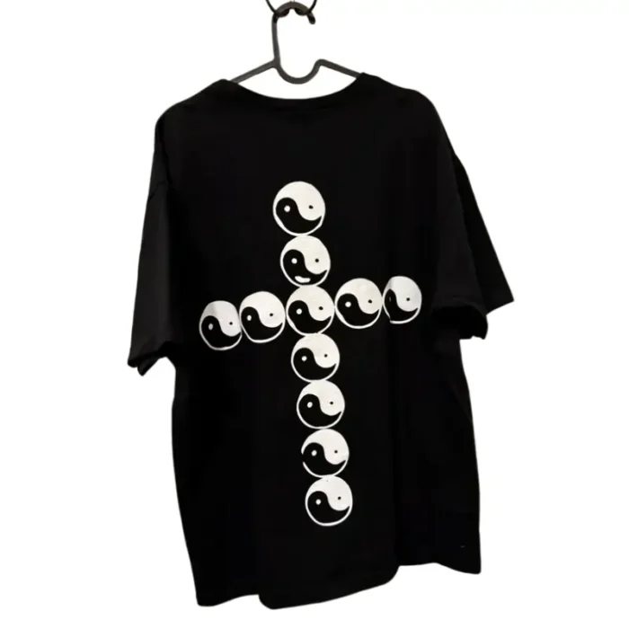 Black Seventh Heaven Yin Yang Cross T-Shirt Back