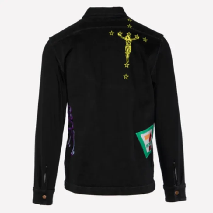 Black Seventh Heaven Zip-Up Denim Jacket Back