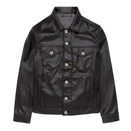 Black Seventh Heaven x The Weeknd Button-Up Leather Jacket