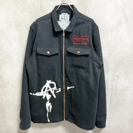 Black Seventh Heaven x Wasted Youth Zip-Up Denim Jacket