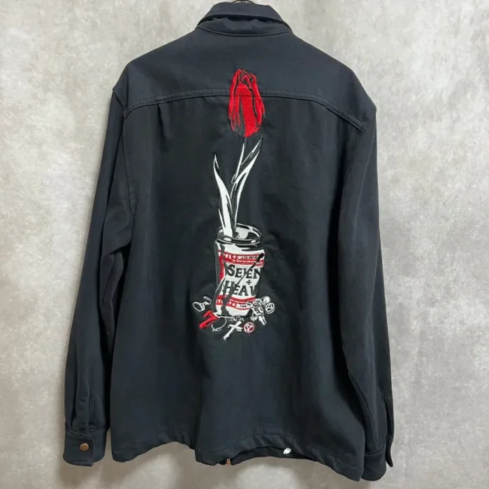 Black Seventh Heaven X Wasted Youth Zip-Up Denim Jacket Back