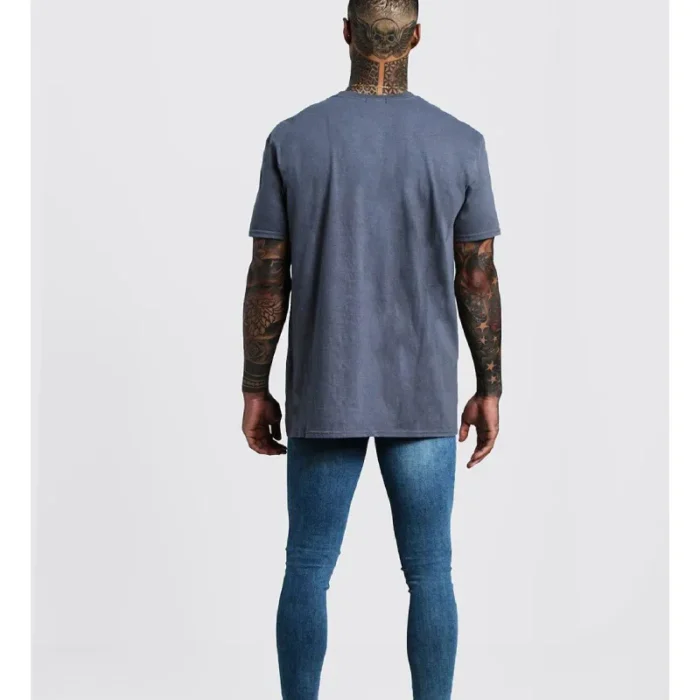 Blue Loose Fit Seventh Heaven Design T-Shirt Back View