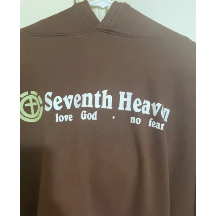Brown Seventh Heaven Love God No Fear Hoodie Front View