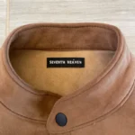 Brown Seventh Heaven Scaffolding Leather Jacket Collar View