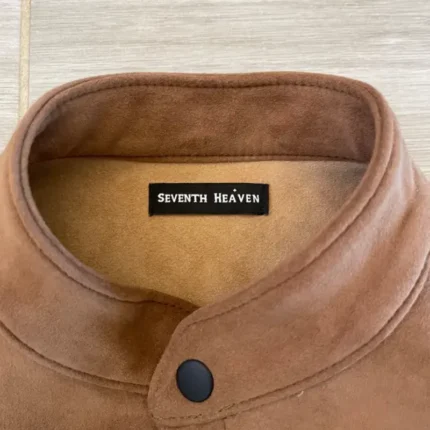 Brown Seventh Heaven Scaffolding Leather Jacket Collar View