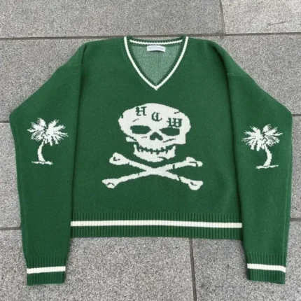 Green Seventh Heaven Can Wait Island Knit Sweater