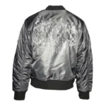 Grey Seventh Heaven Gothic Logo Bomber Jacket Back
