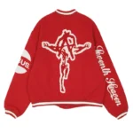 Red Seventh Heaven Branded Varsity Jacket Back