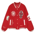 Red Seventh Heaven Branded Varsity Jacket
