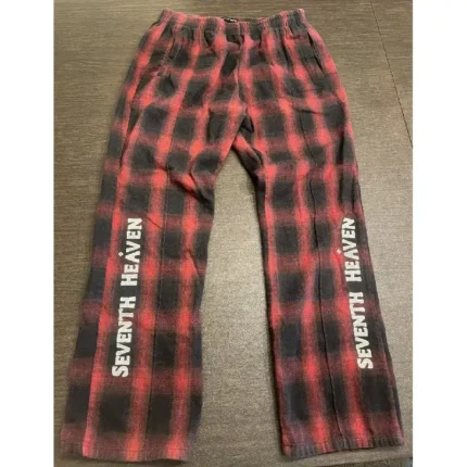 Plaid Red Seventh Heaven Chain-Stitched Flannel Trouser