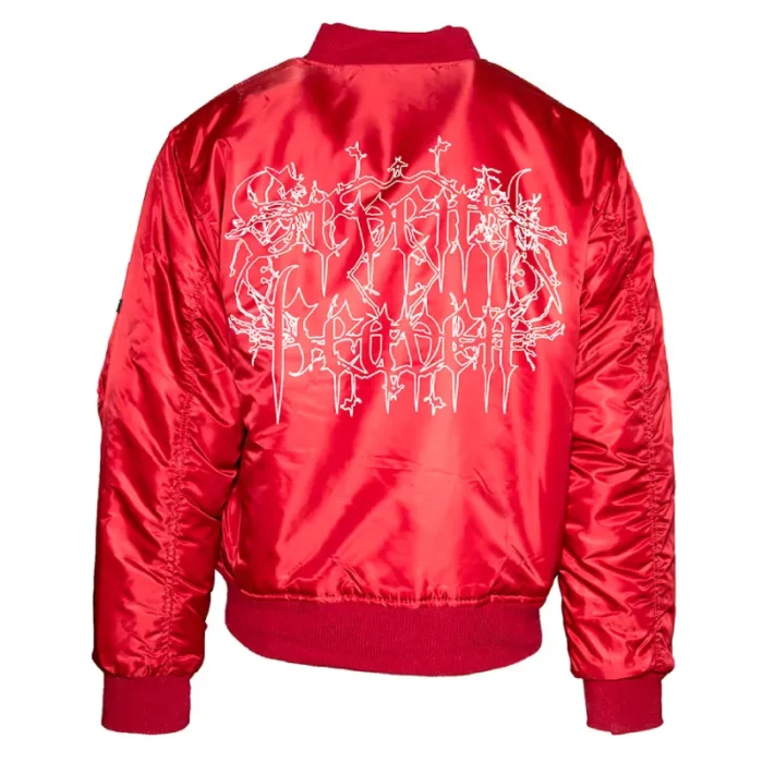 Red Seventh Heaven Nylon Bomber Jacket Back