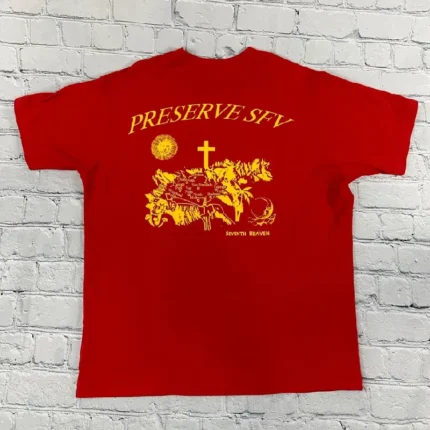 Red Seventh Heaven Preserve SFV T-Shirt Back
