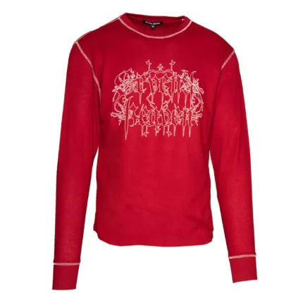 Red Seventh Heaven Waffle-Knit Crewneck