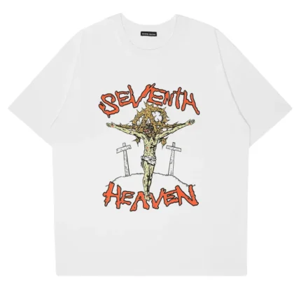 White Seventh Heaven Anarchy Jesus Sketch T-Shirt