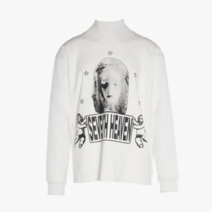 White Seventh Heaven High-Neck Sweatshirt