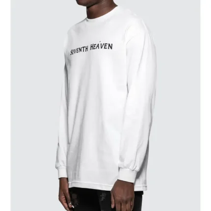 White Seventh Heaven Logo L_S T-Shirt Side View