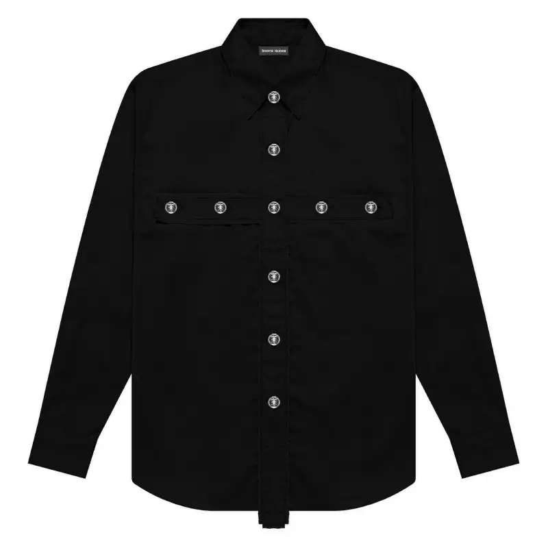 Black Seventh Heaven Crucifix Button-Up Shirt