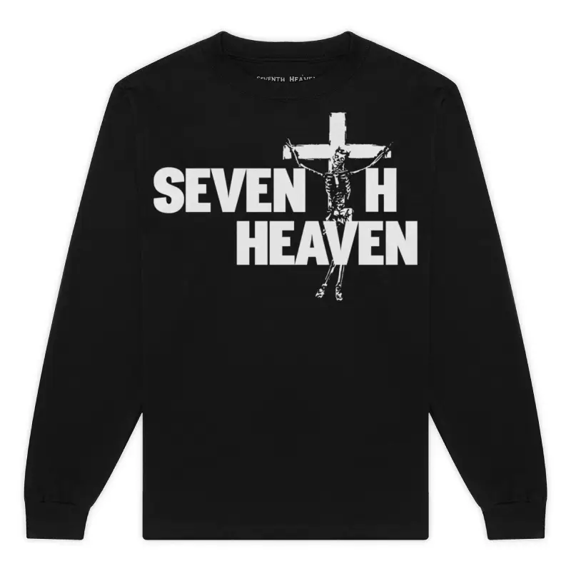 Black Seventh Heaven Skeleton Long Sleeve Tee