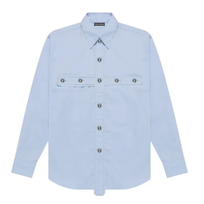 Blue Seventh Heaven Crucifix Button-Up Shirt