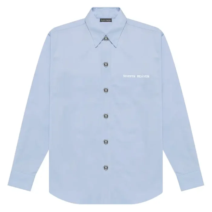 Blue Seventh Heaven Logo Button-Up Shirt