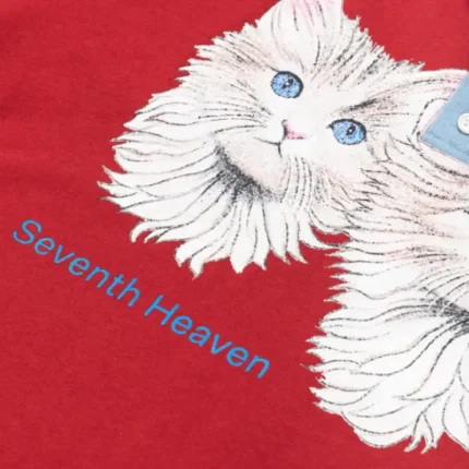 Red Seventh Heaven Cats Collared Shirt View