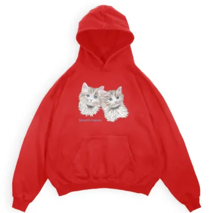 Red Seventh Heaven Cats Hoodie