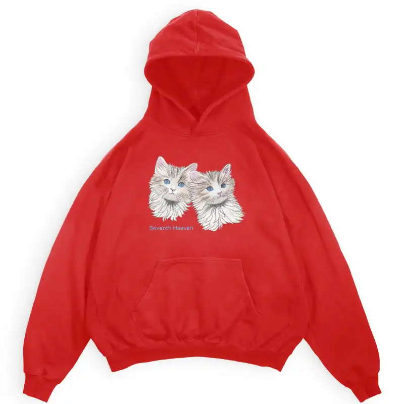 Red Seventh Heaven Cats Hoodie