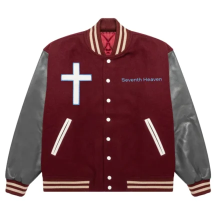 Red Seventh Heaven Cats Varsity Jacket