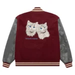 Red Seventh Heaven Cats Varsity Jacket Back