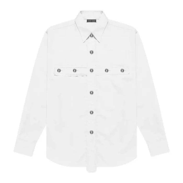 White Seventh Heaven Crucifix Button-Up Shirt