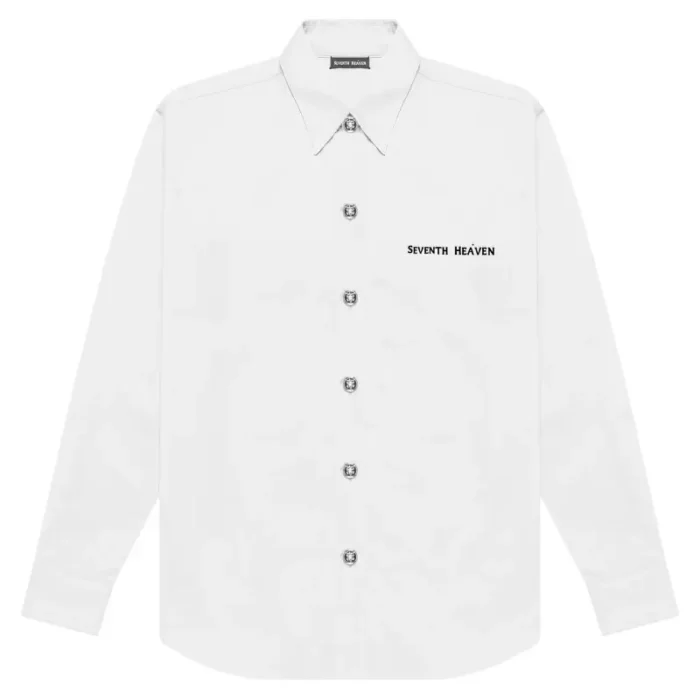 White Seventh Heaven Logo Button-Up Shirt